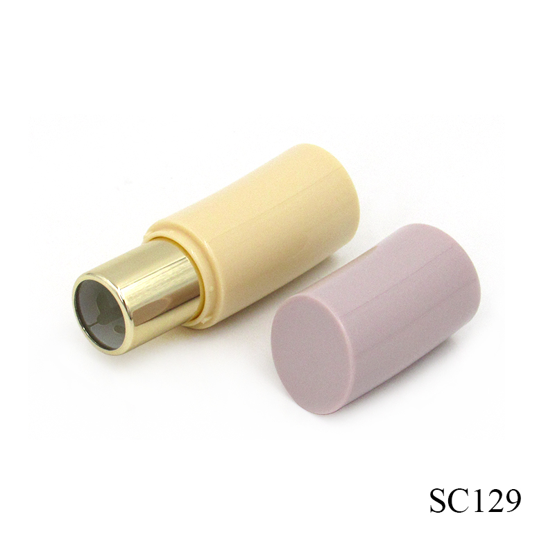 Unique design of cosmetics lipstick tube packaging, metallic texture round empty lipstick container custom samples