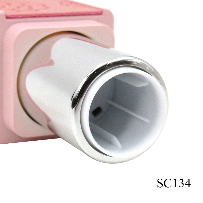 Cosmetic packaging custom plastic lipstick tube, pink square weighted empty lipstick container with logo