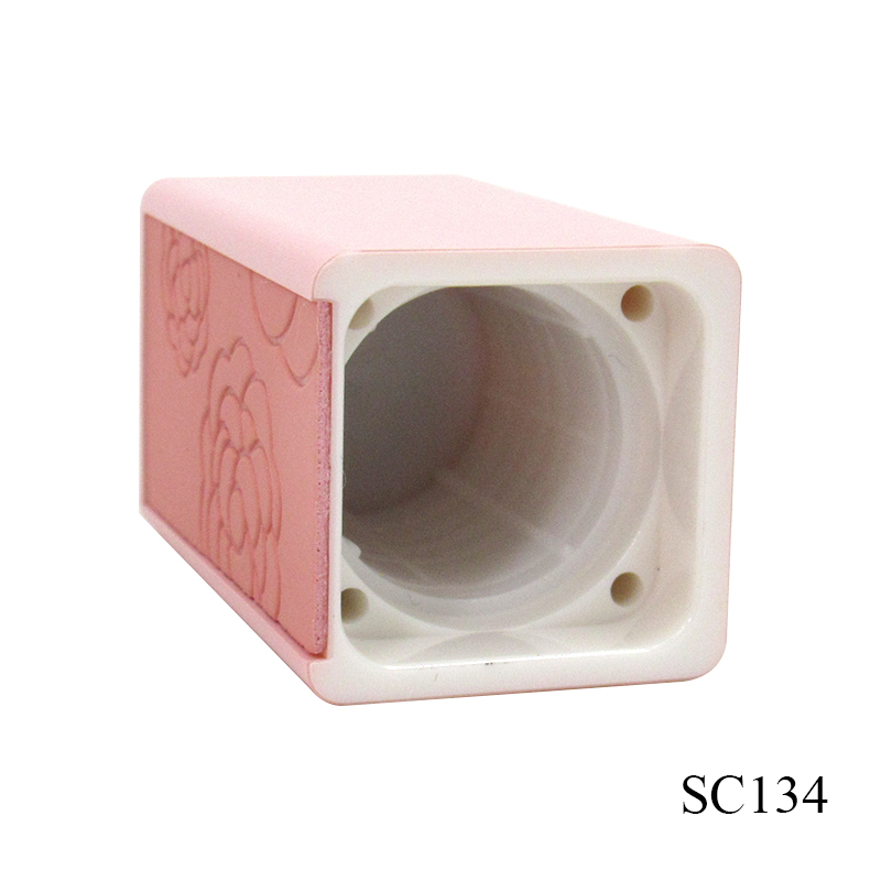 Cosmetic packaging custom plastic lipstick tube, pink square weighted empty lipstick container with logo