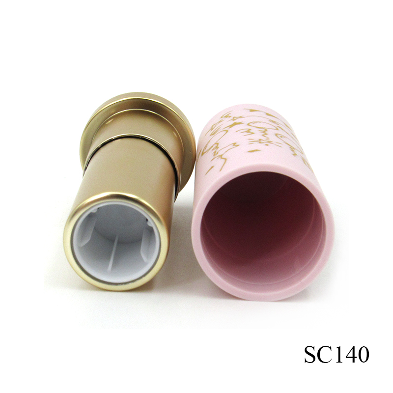 Manufacturers wholesale rubber paint shell plastic empty round lipstick tube cosmetic packaging custom pattern