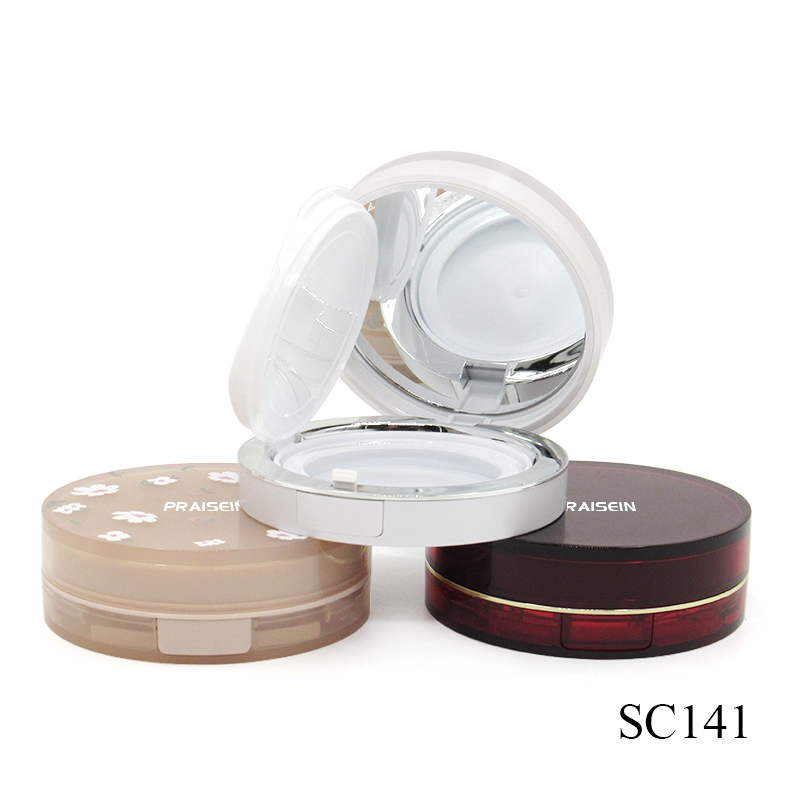 Round liquid foundation container packaging cosmetics plastic air cushion BB cream foundation case powder compact case