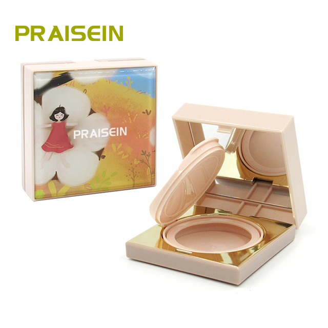 Wholesale cosmetics container empty BB cream air cushion case square plastic foundation case empty powder compact case