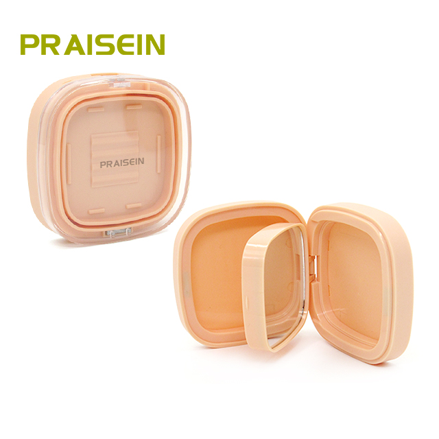 Produces square plastic empty cosmetic powder case packaging magnetic double layer powder case blush container