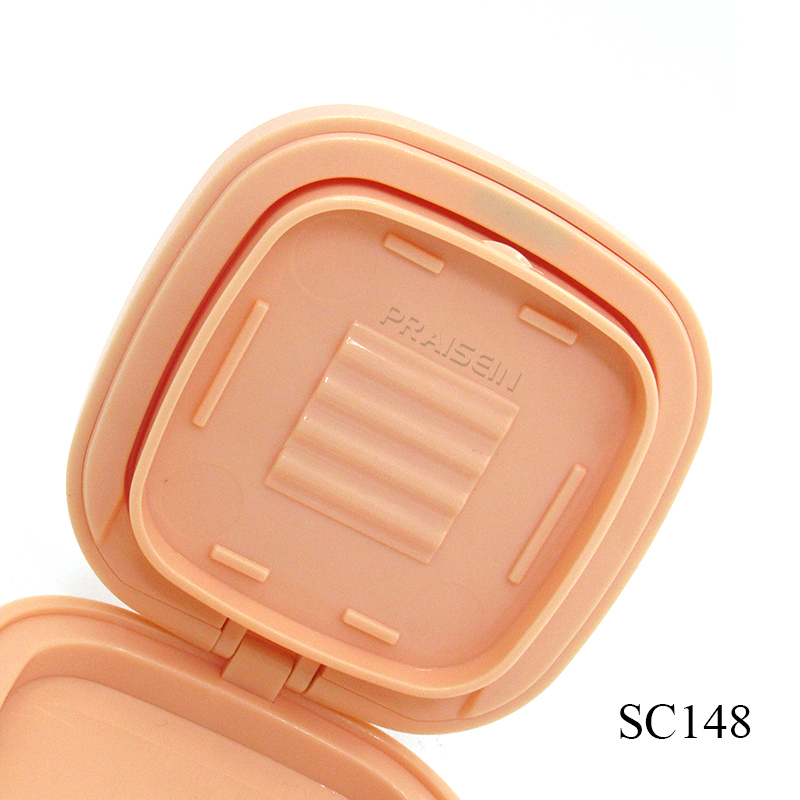 Produces square plastic empty cosmetic powder case packaging magnetic double layer powder case blush container