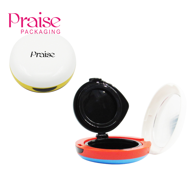 Portable oval cosmetic plastic air cushion BB cream case two-sided design concealer air cushion powder container wholesale