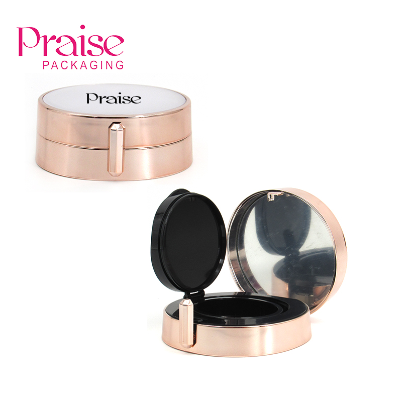 Production high-grade empty cosmetics liquid foundation BB cream container round air cushion box with mirror plastic packaging