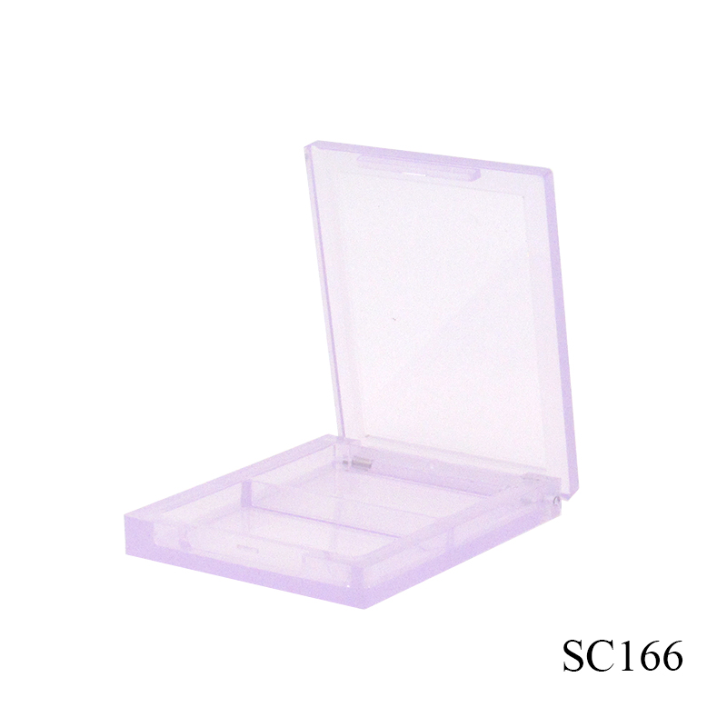 2-colorclear eye shadow blush palette custom color square plastic flip type empty eye shadow case cosmetics packaging