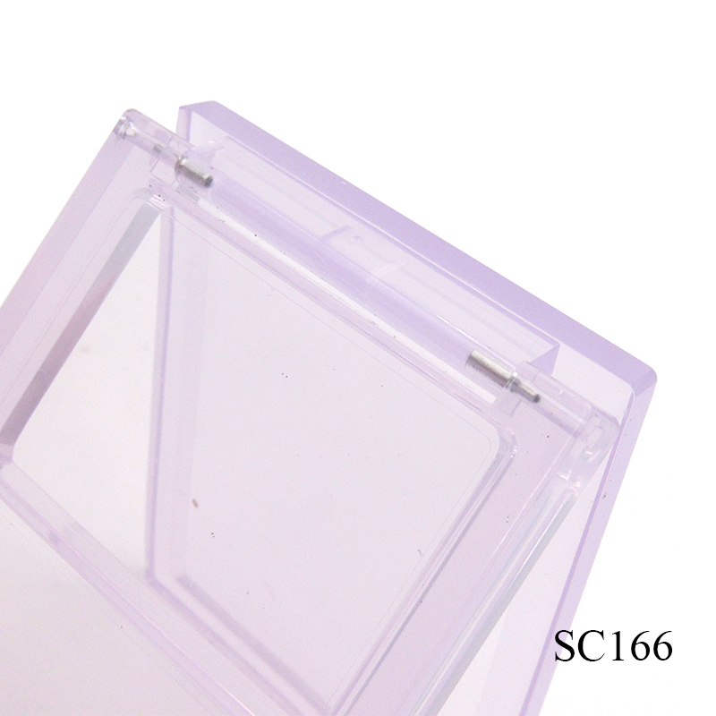 2-colorclear eye shadow blush palette custom color square plastic flip type empty eye shadow case cosmetics packaging