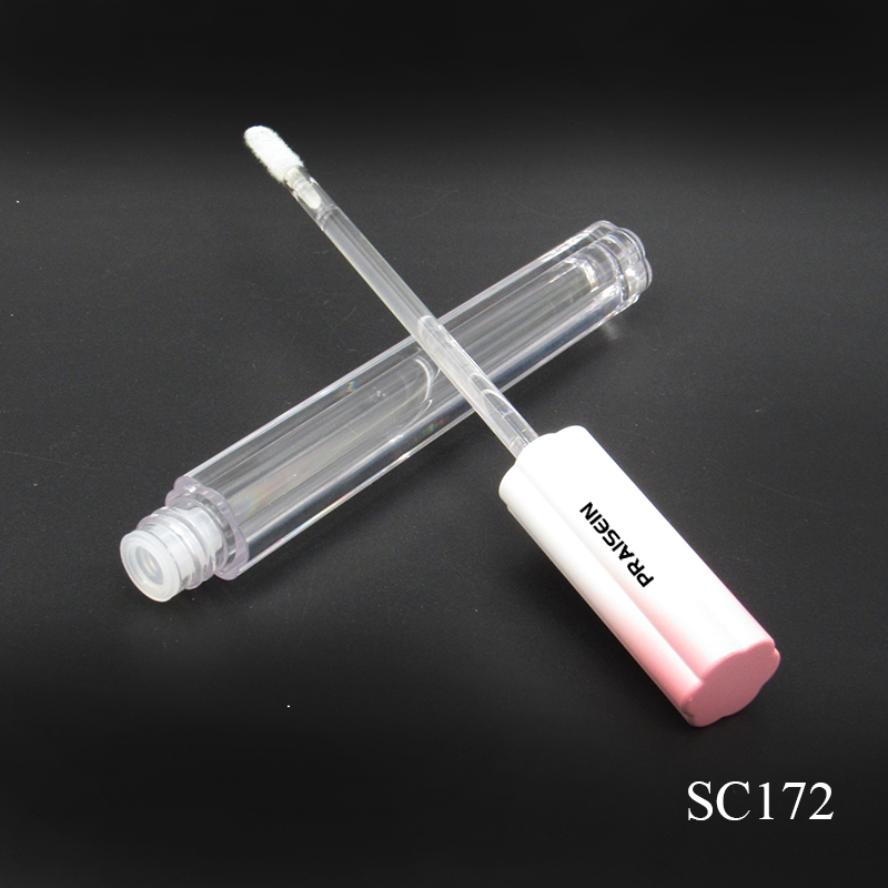 3ml Flower-shaped simple plastic lip gloss container with wand custom label plastic cosmetic packaging tube