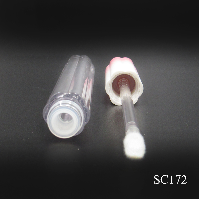 3ml Flower-shaped simple plastic lip gloss container with wand custom label plastic cosmetic packaging tube