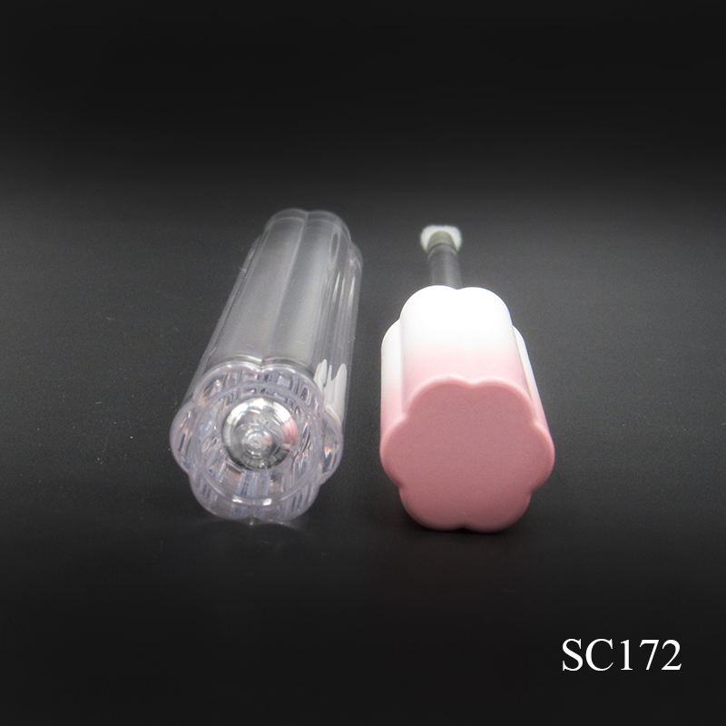 3ml Flower-shaped simple plastic lip gloss container with wand custom label plastic cosmetic packaging tube