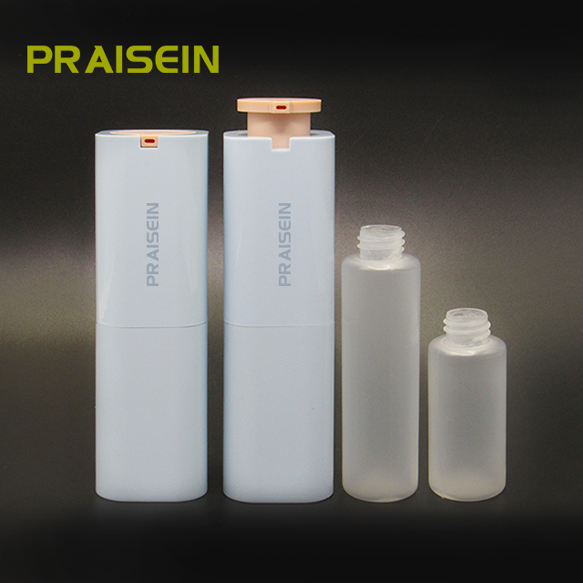 Wholesale price 30ml/50ml capacity plastic essence bottle packaging square cosmetic lotion bottle with pump