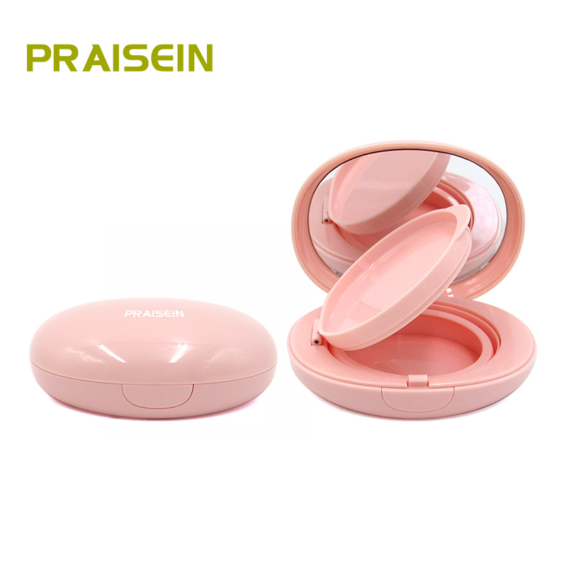 Own brand empty pink fillable air cushion compact case with mirror plastic BB air cushion case