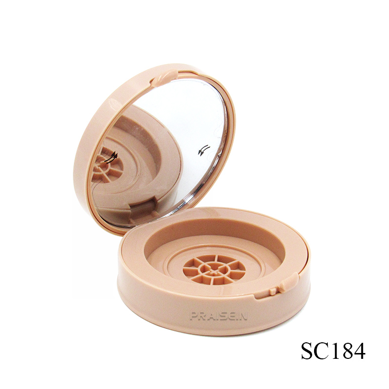 Clamshell-type round blush packaging mini cosmetic eye shadow case