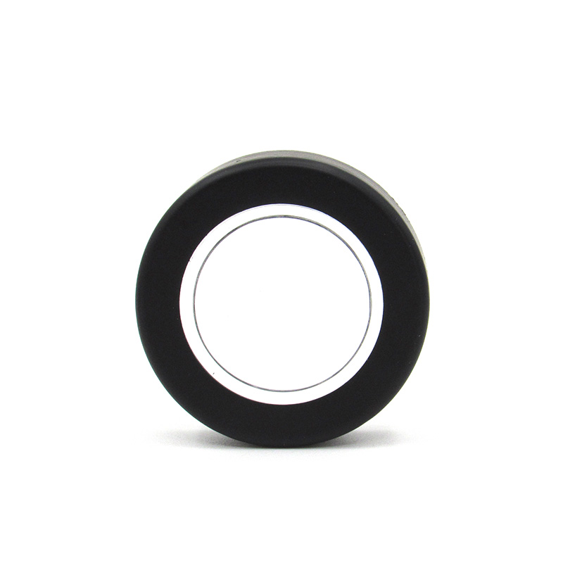 Small round black plastic jar with cover, for cream/cosmetics/samples/ointments and other beauty products