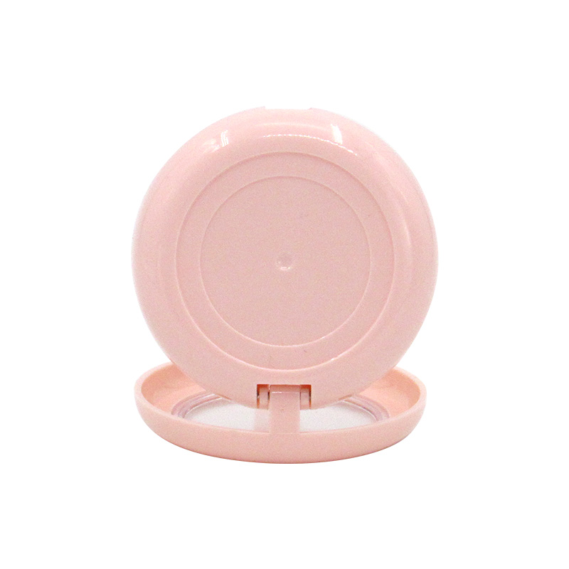 Professional manufacturing round compact powder case packaging empty plastic blush containers, cosmetics case custom logo