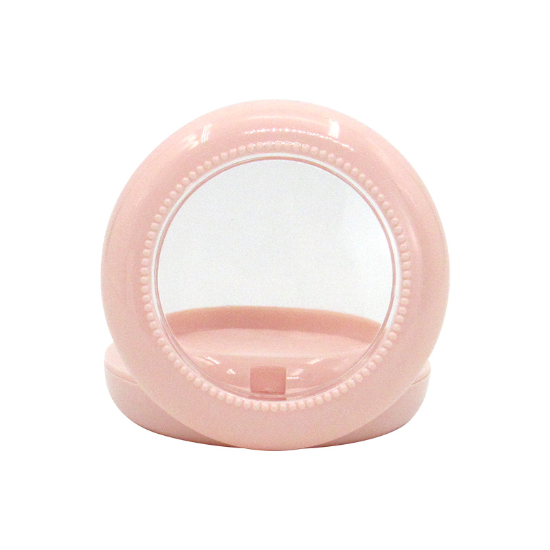 Professional manufacturing round compact powder case packaging empty plastic blush containers, cosmetics case custom logo