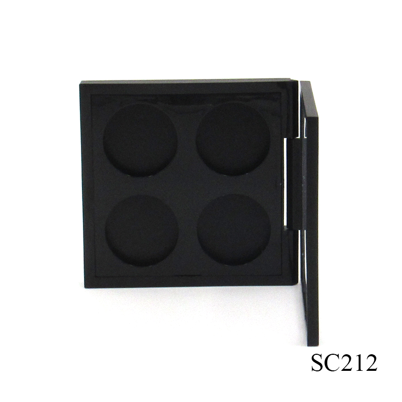 Black plastic eye shadow palette sold empty square 4 color magnetic buckle eye shadow case cosmetic packaging manufacturers