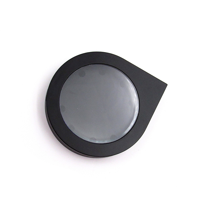 Cosmetic packaging manufacturer black plastic powder compact case, water droplet shape monochrome blush container