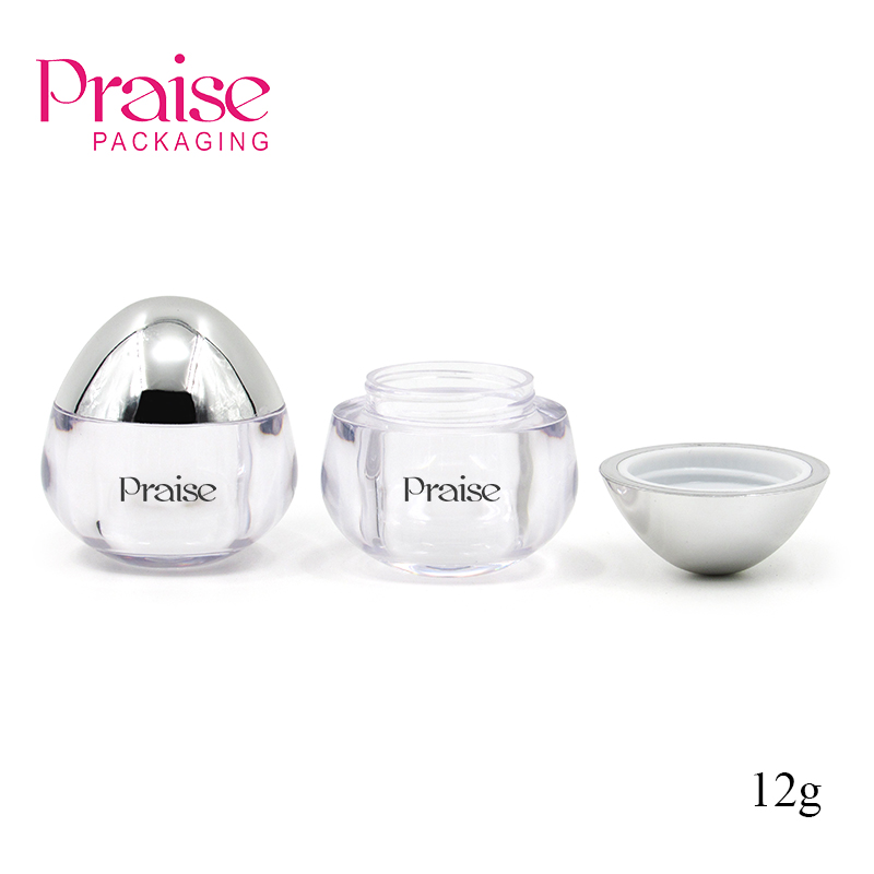 New cosmetics pearl sequins eyeshadow package 12g eyeshadow empty case, egg-shaped plastic transparent cream jar