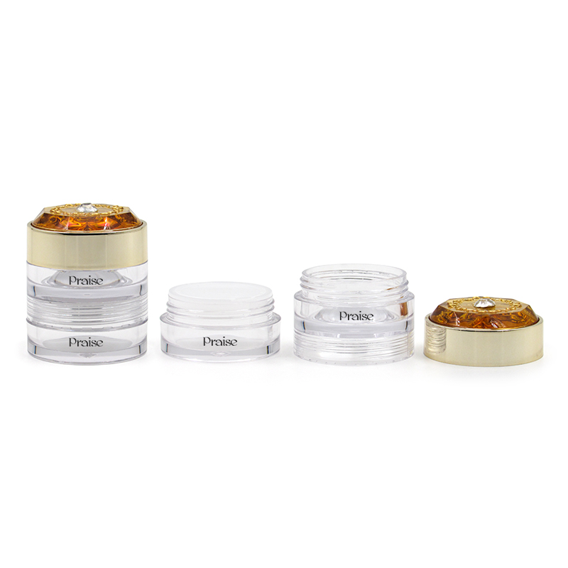 Round double-layer diamond-encrusted plastic eye cream bottle 7g12g lip mask Empty cream jar, multi-function cream box cosmetic