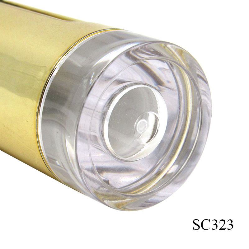 Lip gloss tube supplier wholesale 5ml golden round plastic lip gloss container, smooth cosmetic lip glaze packaging tube