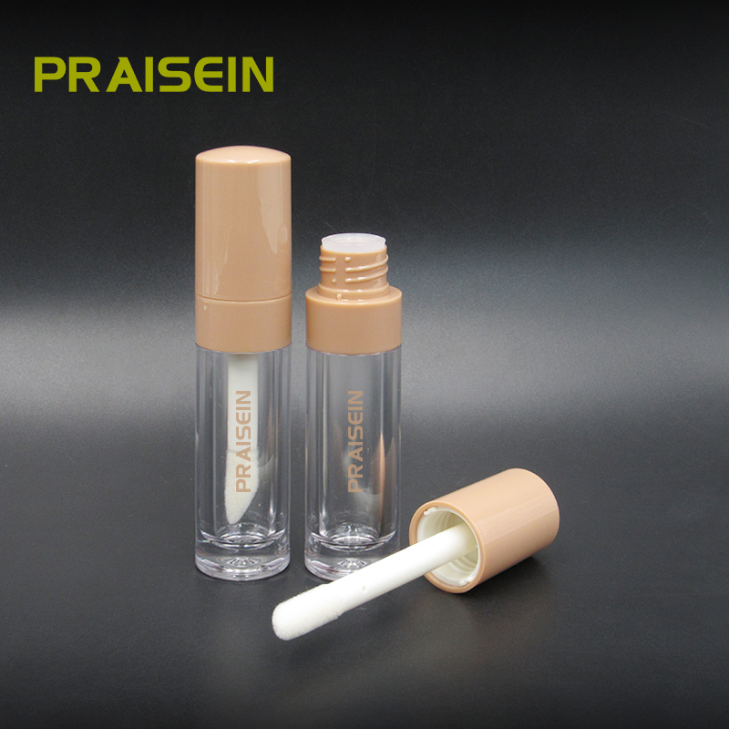 Empty liquid concealer container custom round clear liquid blush lip gloss tube with large brush 8ml