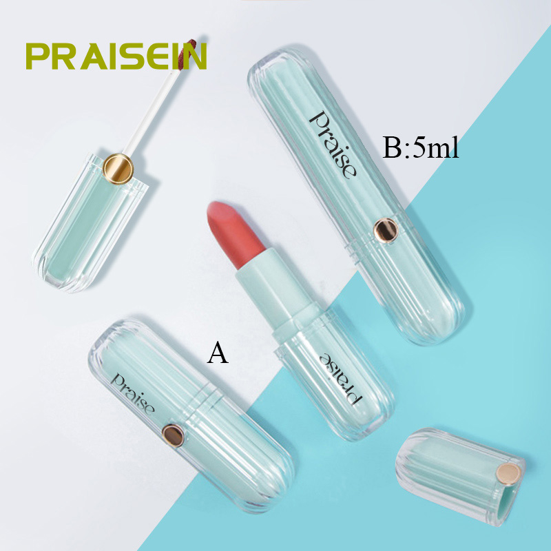 Custom-designed double-wall round transparent plastic lipstick tube container packaging, for cosmetics lipstick, lip gloss