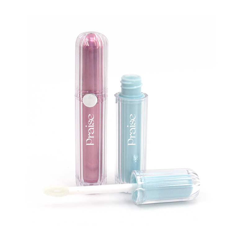 Custom-designed double-wall round transparent plastic lipstick tube container packaging, for cosmetics lipstick, lip gloss