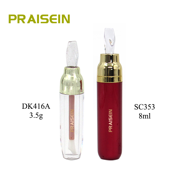 OEM custom 8ml lip care essence container, empty round thick wall lip gloss packaging tube support to take samples