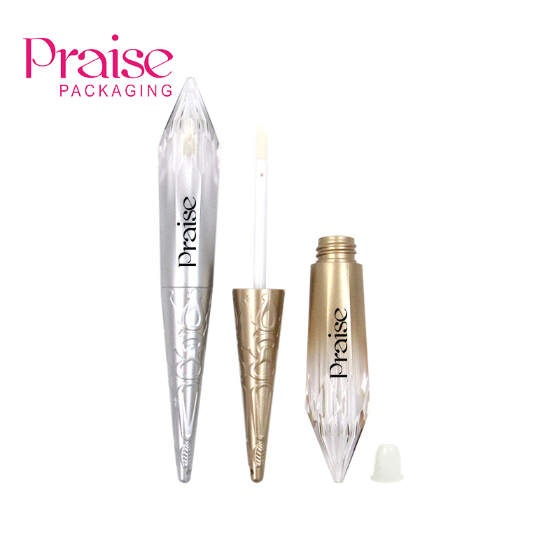 Free sample of personalized empty lip gloss tube, 3ml diamond plastic lip gloss container tube, cosmetic packaging