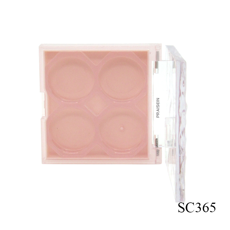 Wholesale empty makeup eye shadow palette container plastic packaging square 4 color eyeshadow case