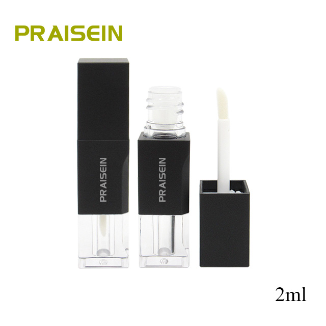 Custom color label plastic lip oil tube refillable cosmetic packaging square lip gloss tubes 2ml