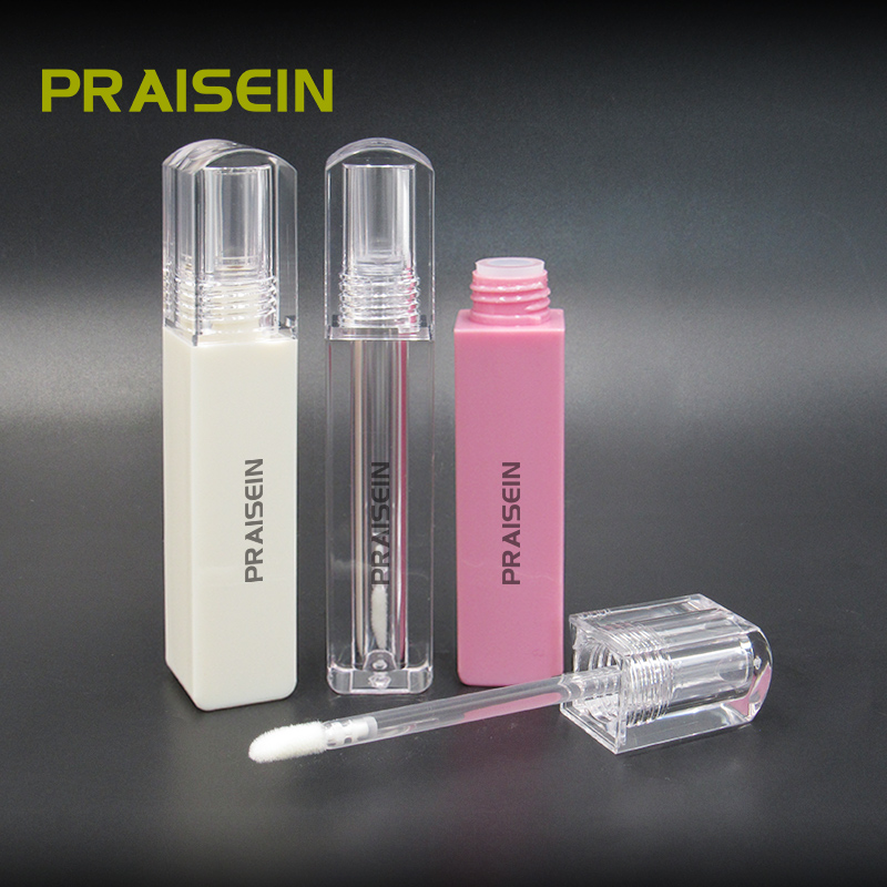 OEM ODM refillable lip gloss tube pink plastic empty cosmetic lip gloss tube with applicator 4ml