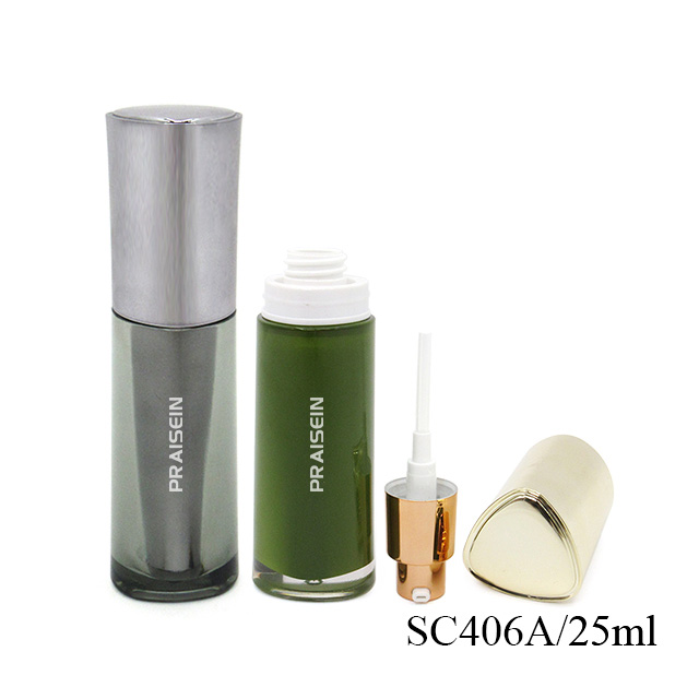 Skin care essence empty bottle container custom 25ml/35ml triangle plastic lotion pump bottle, empty plastic cream jar