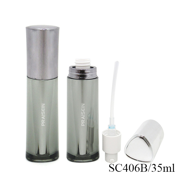 Skin care essence empty bottle container custom 25ml/35ml triangle plastic lotion pump bottle, empty plastic cream jar