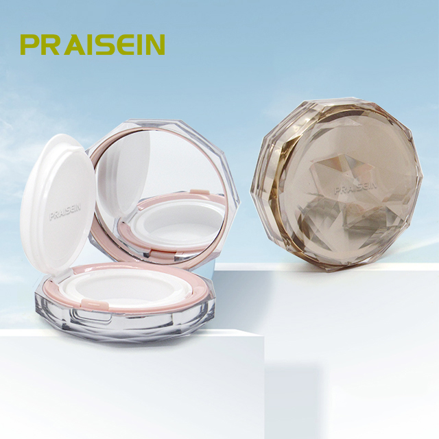 Wholesale custom air cushion foundation BB cream case with mirror round plastic cosmetic air cushion case packaging