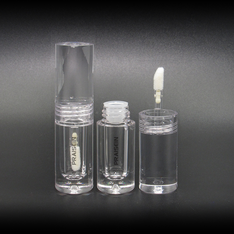 Wholesale custom label transparent lip gloss tube with wand 2ml 3ml 4ml round transparent packaging empty lip gloss container