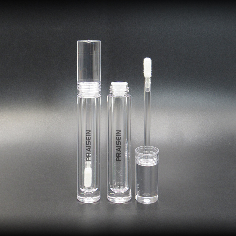 Wholesale custom label transparent lip gloss tube with wand 2ml 3ml 4ml round transparent packaging empty lip gloss container