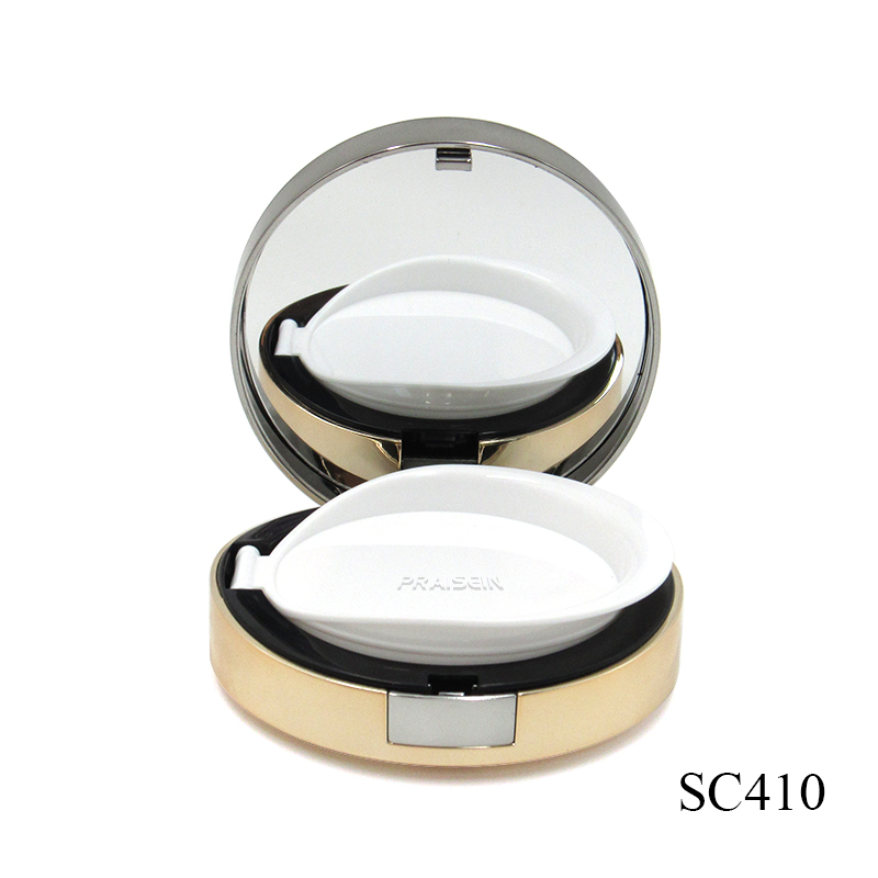 Custom pattern circular Air cushion BB cream foundation box empty plastic air cushion case with mirror sample available