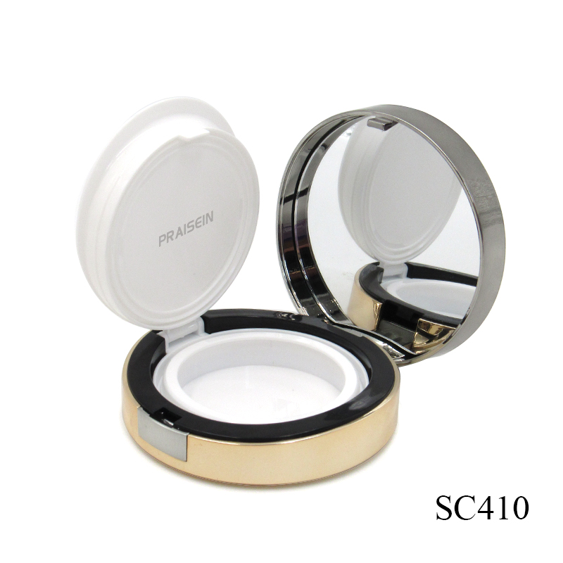 Custom pattern circular Air cushion BB cream foundation box empty plastic air cushion case with mirror sample available