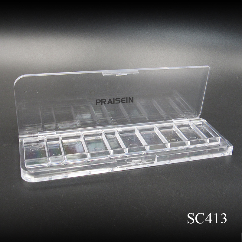 Wholesale cosmetics empty fillable eyeshadow palette 10 color plastic eyeshadow packaging