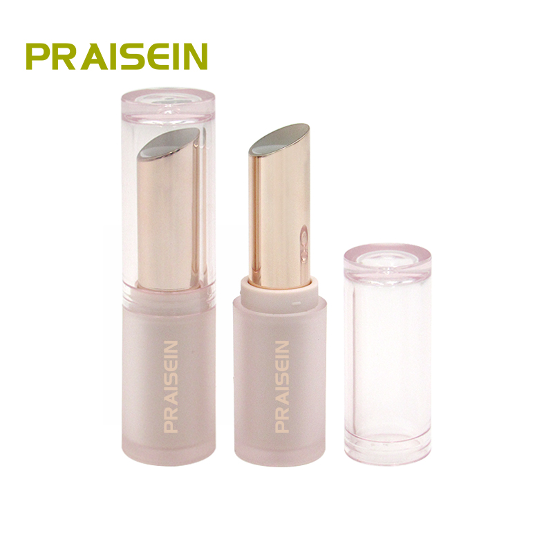 Custom pink lipstick tube packaging design circular plastic cosmetic lipstick container