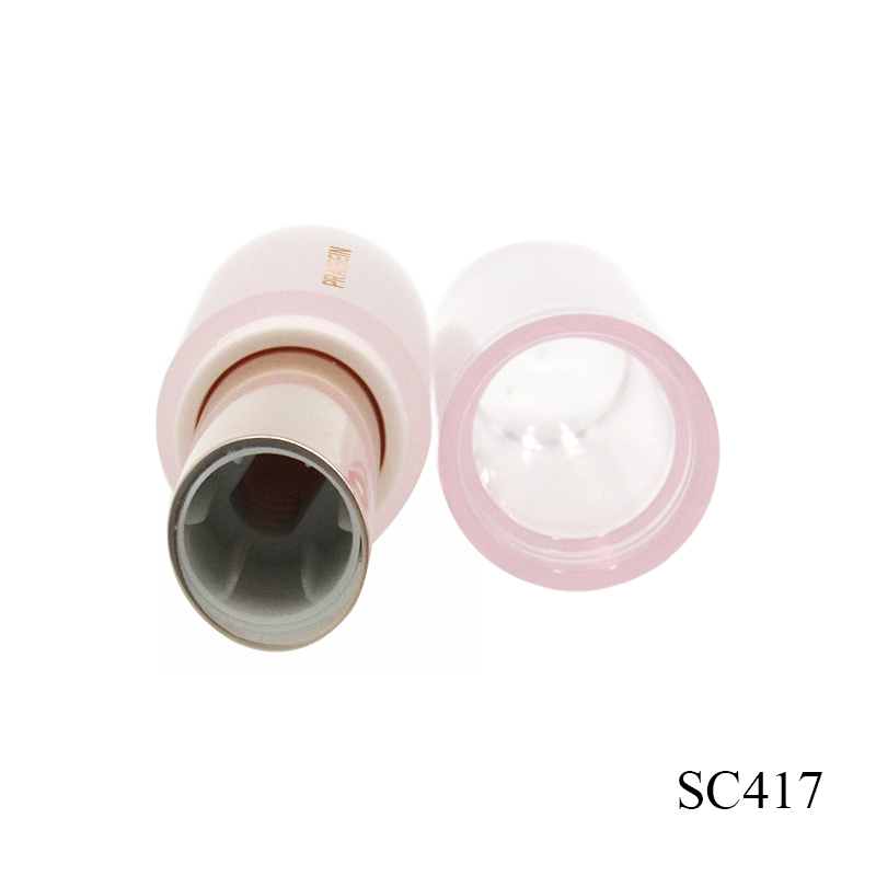 Custom pink lipstick tube packaging design circular plastic cosmetic lipstick container