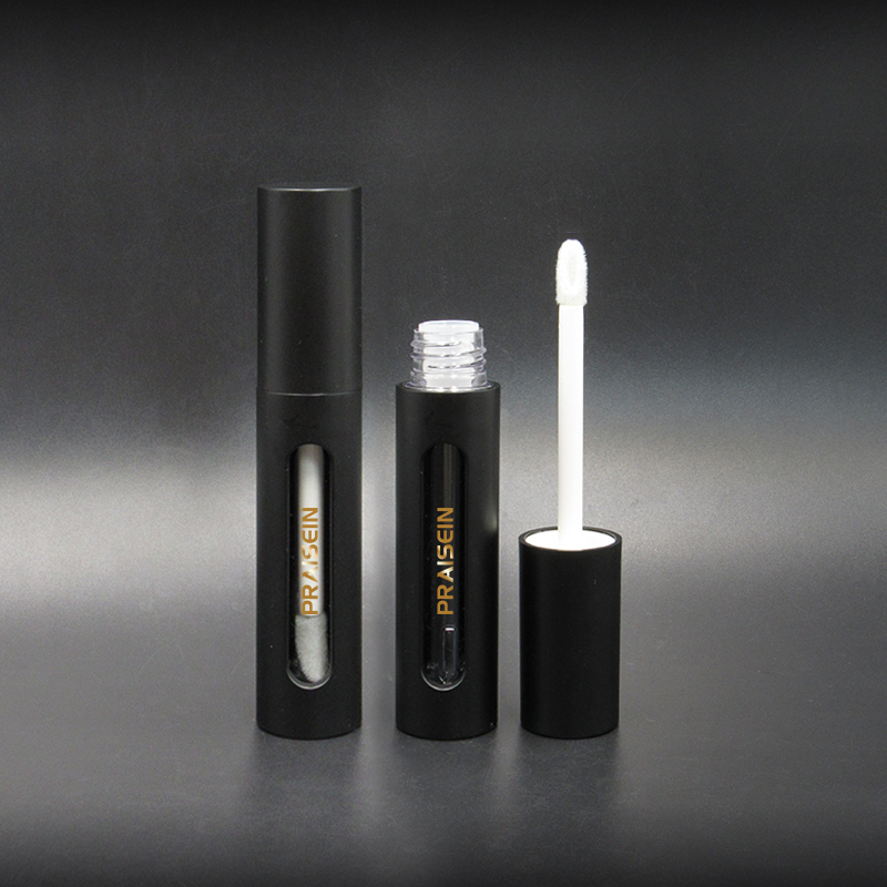 Cosmetic packaging black round empty lipgloss container wholesale 7ml plastic lip gloss tube bottle