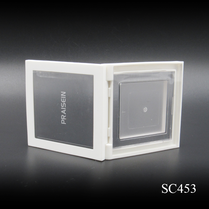 Factory produces square blush plastic packaging empty transparent cosmetic press powder compact case packaging