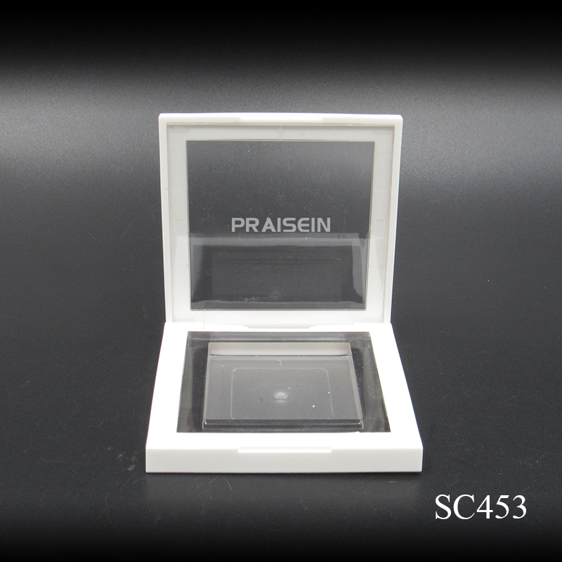 Factory produces square blush plastic packaging empty transparent cosmetic press powder compact case packaging