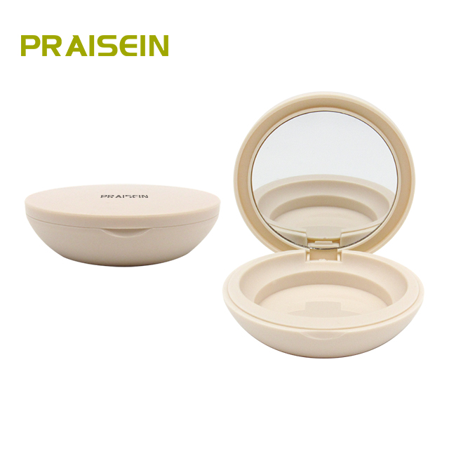 Custom plastic highlighter blush case cosmetic packaging single layer round empty compact powder case