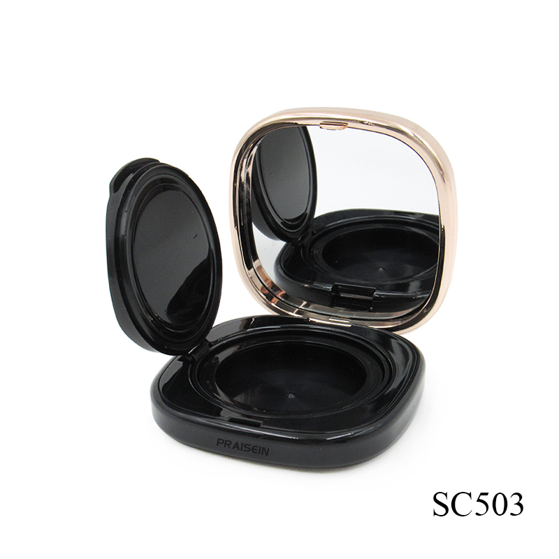 Praisein black air cushion case with mirror square air cushion foundation compact case