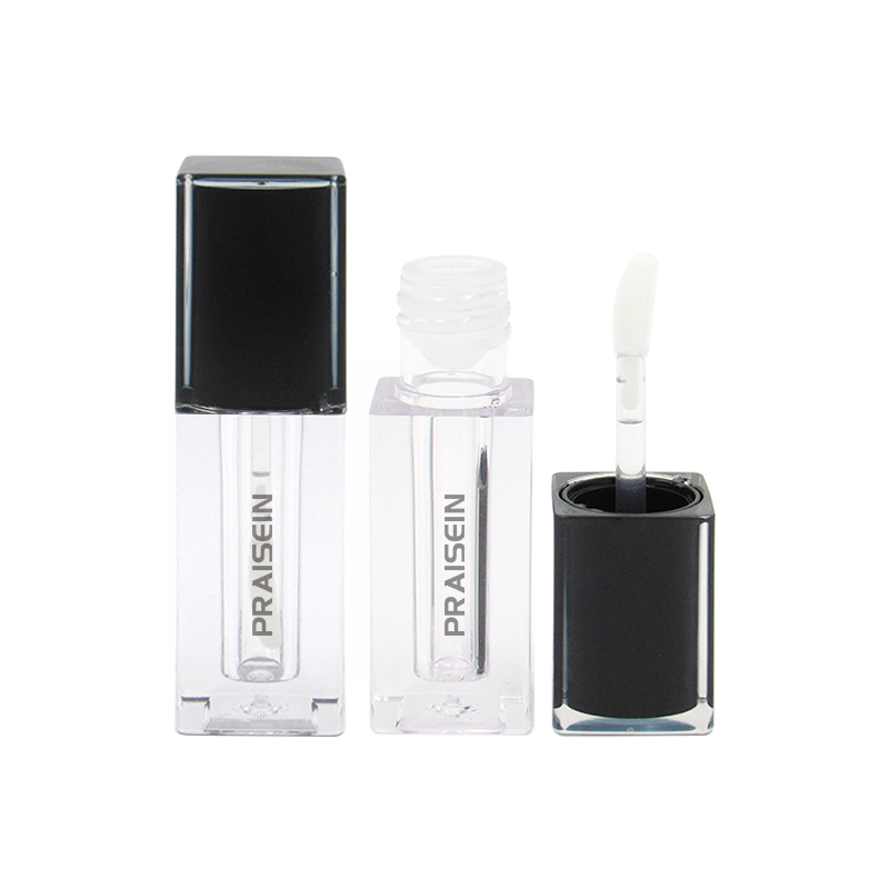 Cosmetic plastic container lip gloss tube with big wands 4ml 4.5ml square water ripple empty lip gloss tube customized